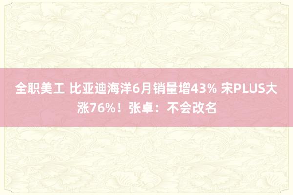 全职美工 比亚迪海洋6月销量增43% 宋PLUS大涨76%！张卓：不会改名