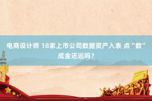 电商设计师 18家上市公司数据资产入表 点“数”成金还远吗？