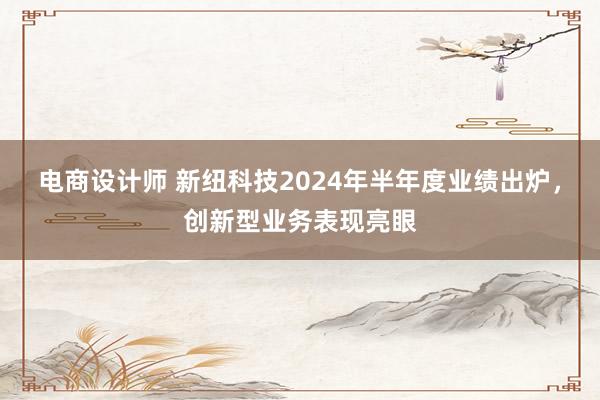 电商设计师 新纽科技2024年半年度业绩出炉，创新型业务表现亮眼